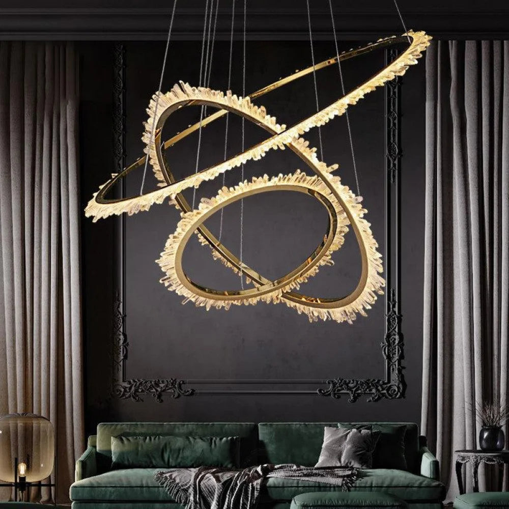 Cervine Modern Rock Crystal Ring Round Chandelier Cluster