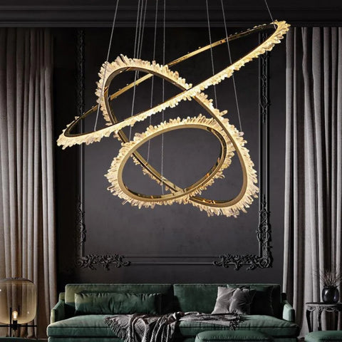 Cervine Modern Rock Crystal Ring Round Chandelier Cluster