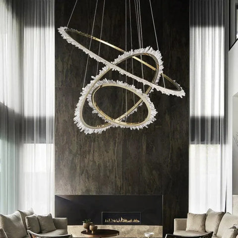 Cervine Modern Rock Crystal Ring Round Chandelier Cluster