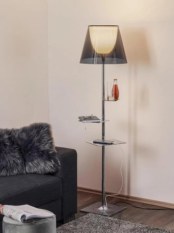 Chrome Prism Side Table Floor Lamp  ∅ 15.6″ - Yiosilamp