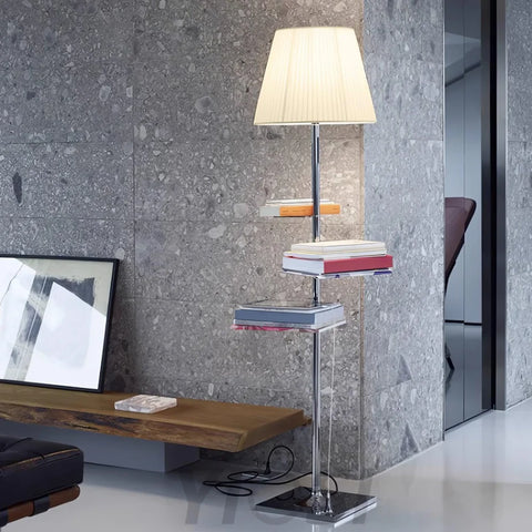 Chrome Prism Side Table Floor Lamp  ∅ 15.6″ - Yiosilamp