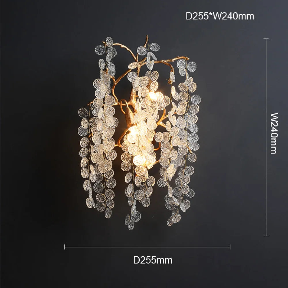 Circe Modern Round Gold Clear Crystal Wall Sconce For Bedroom 10’’Diam Light Fixtures