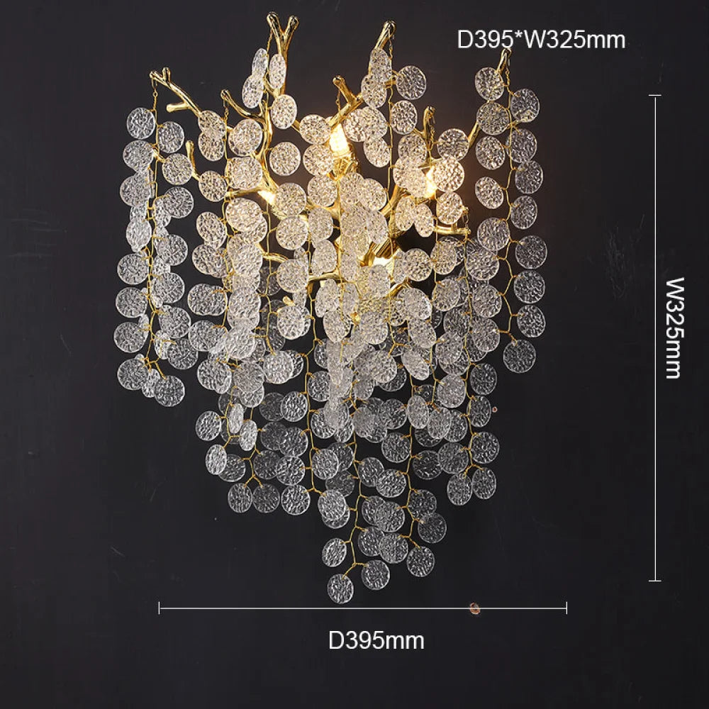 Circe Modern Round Gold Clear Crystal Wall Sconce For Bedroom 15.6’’Diam Light Fixtures