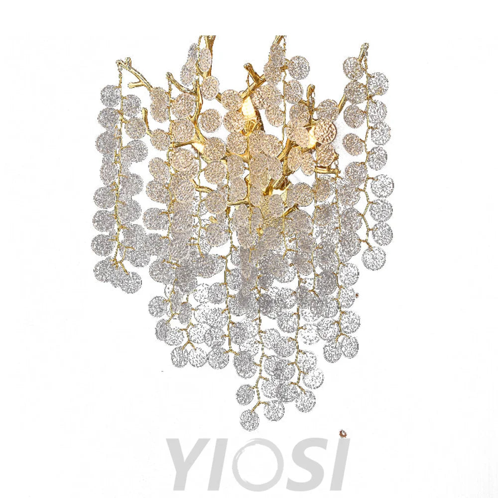 Circe Modern Round Gold Clear Crystal Wall Sconce For Bedroom Light Fixtures