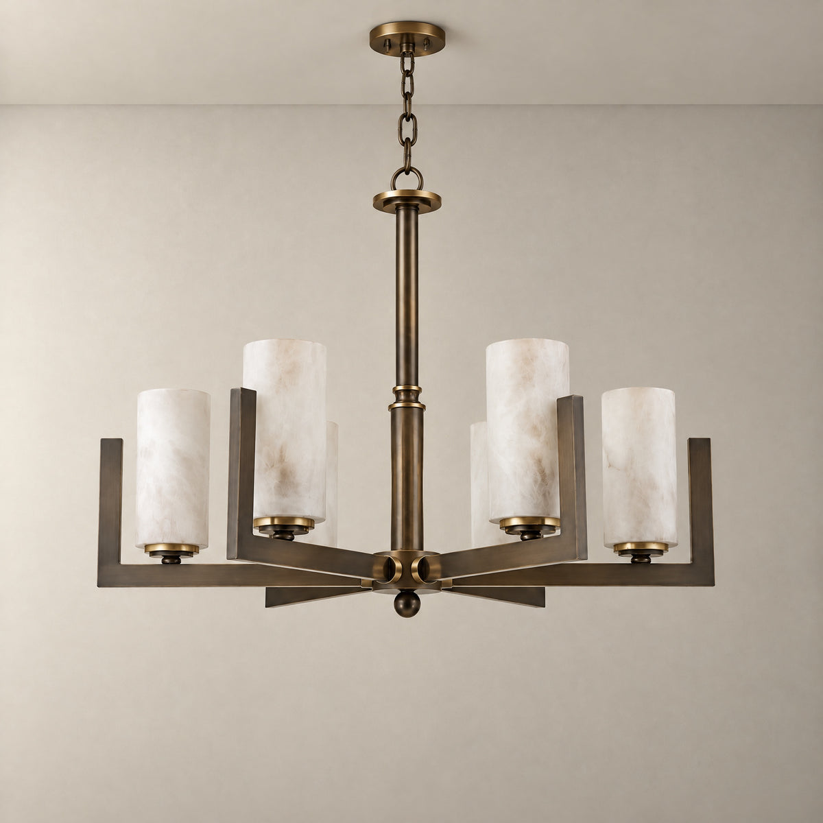 Classic Multi-arm Pendant Alabaster – lights off