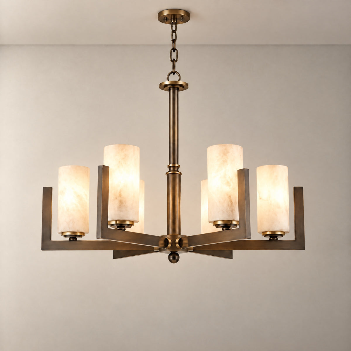 Classic Multi-arm Pendant Alabaster – lights on