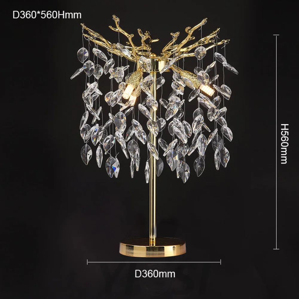 Clea Modern Clear Crystal Table Lamp For Bedroom Gold Branch Chandelier