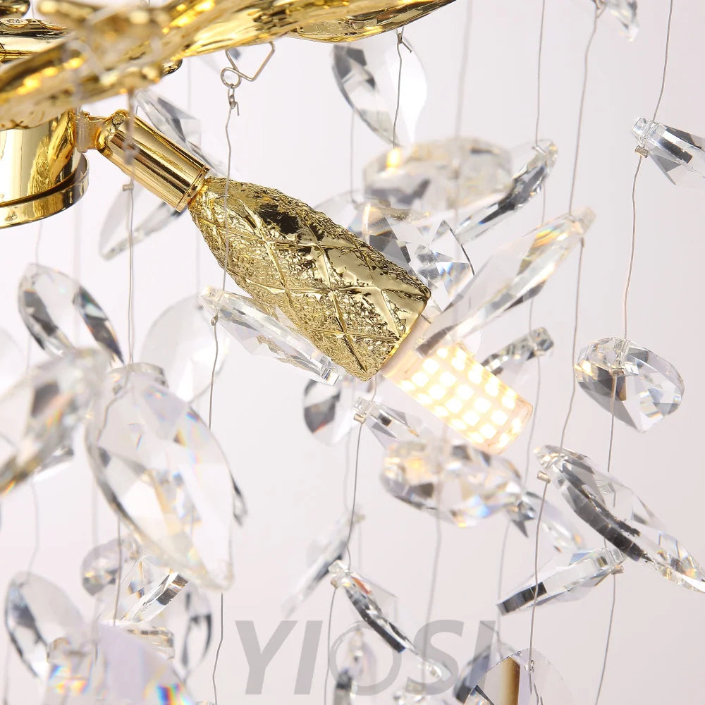 Clea Modern Clear Crystal Table Lamp For Bedroom Gold Branch Chandelier