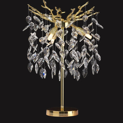 Clea Modern Clear Crystal Table Lamp For Bedroom Gold Branch Chandelier