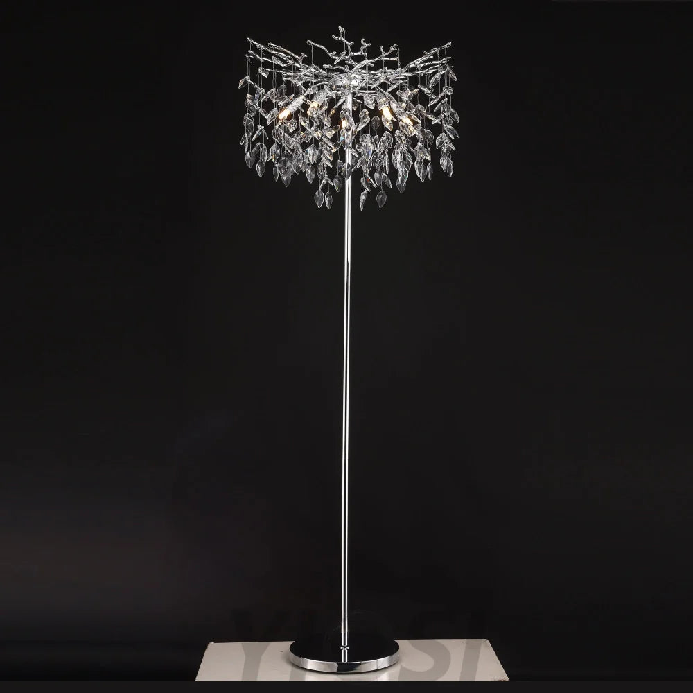 Clea Modern Gold Clear Crystal Floor Lamp For Bedroom Living Room Branch Chandelier