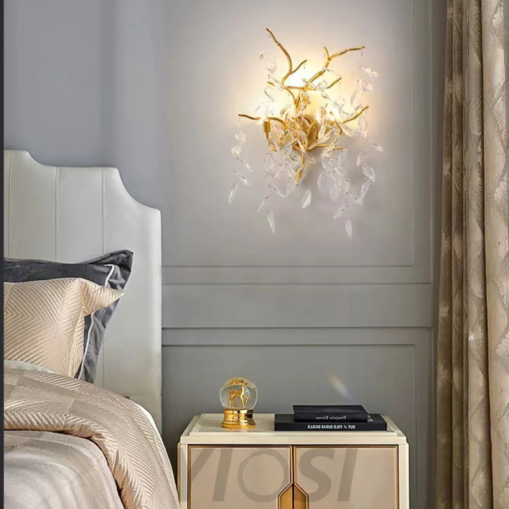 Clea Modern Stylish Clear Crystal Wall Sconce For Bedroom Living Room