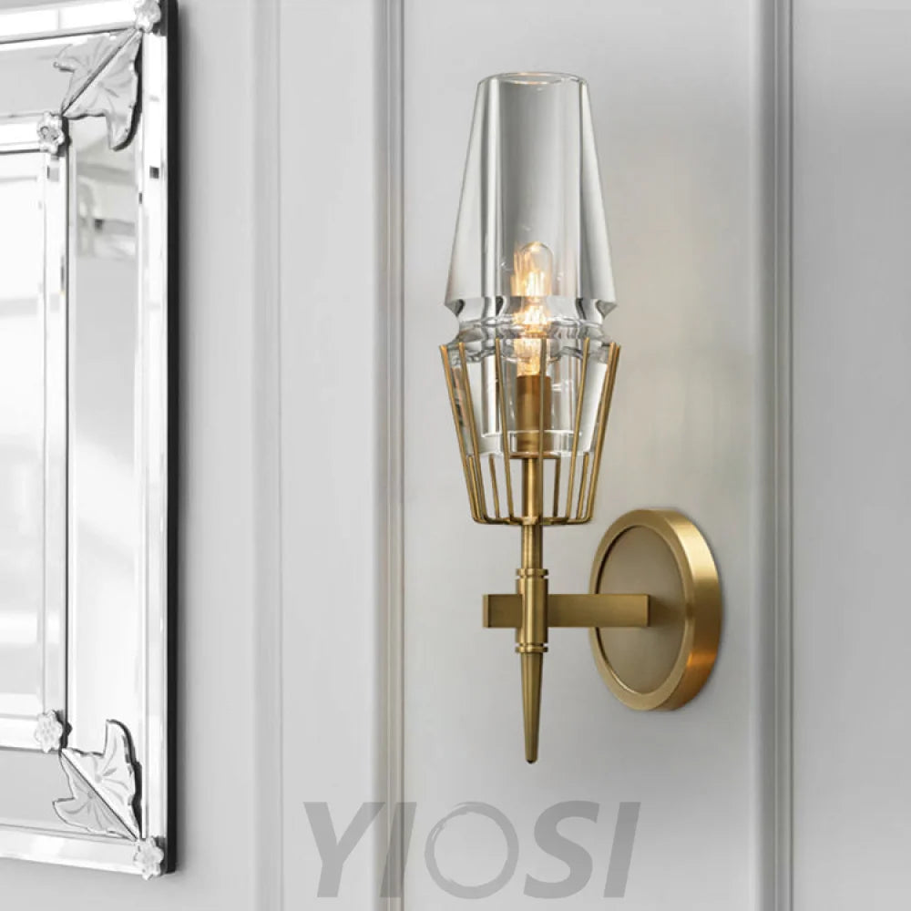 Cloris Brass Wall Sconce With Lead Crystal Shade