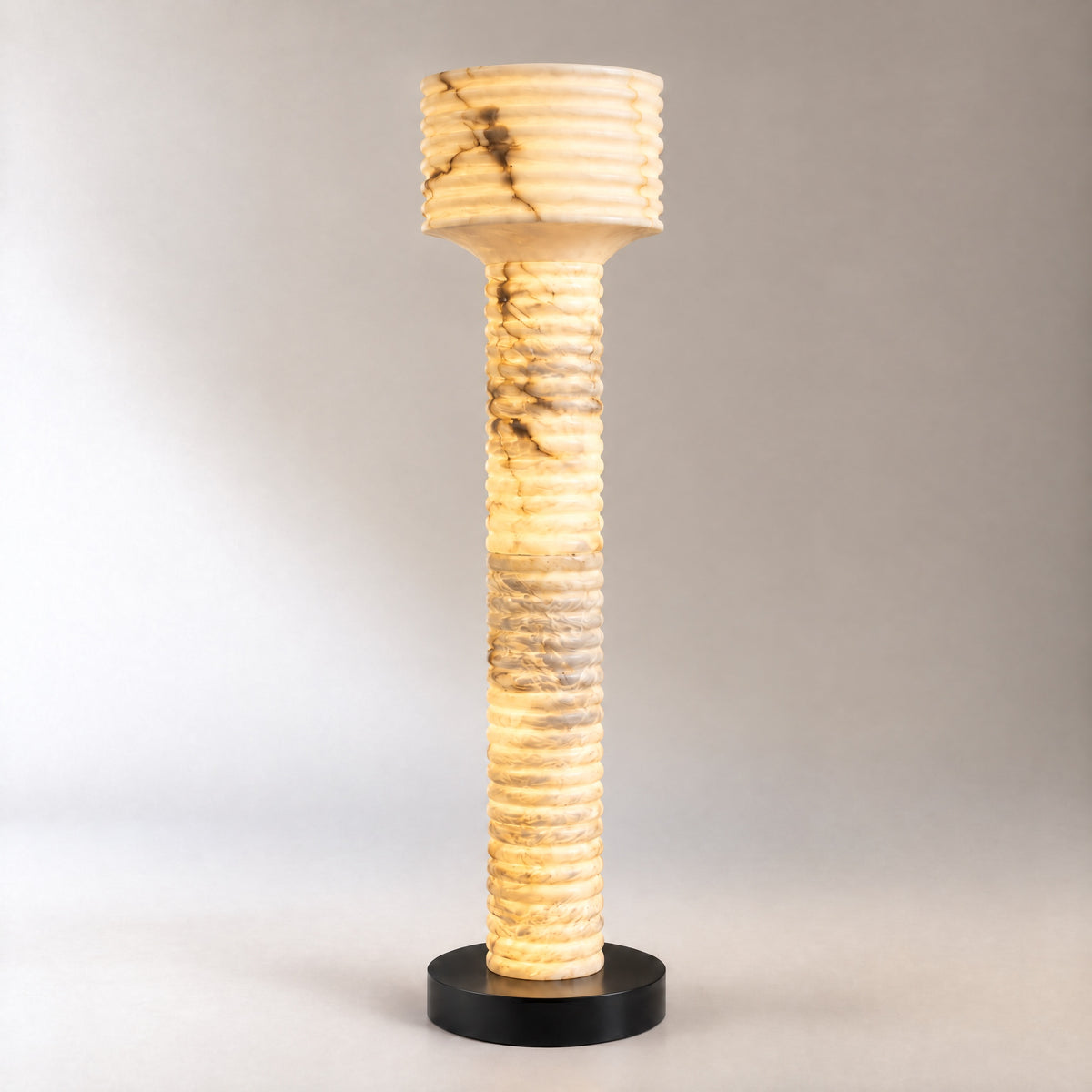 Colonna Ribbed Column Floor Lamp – lights on