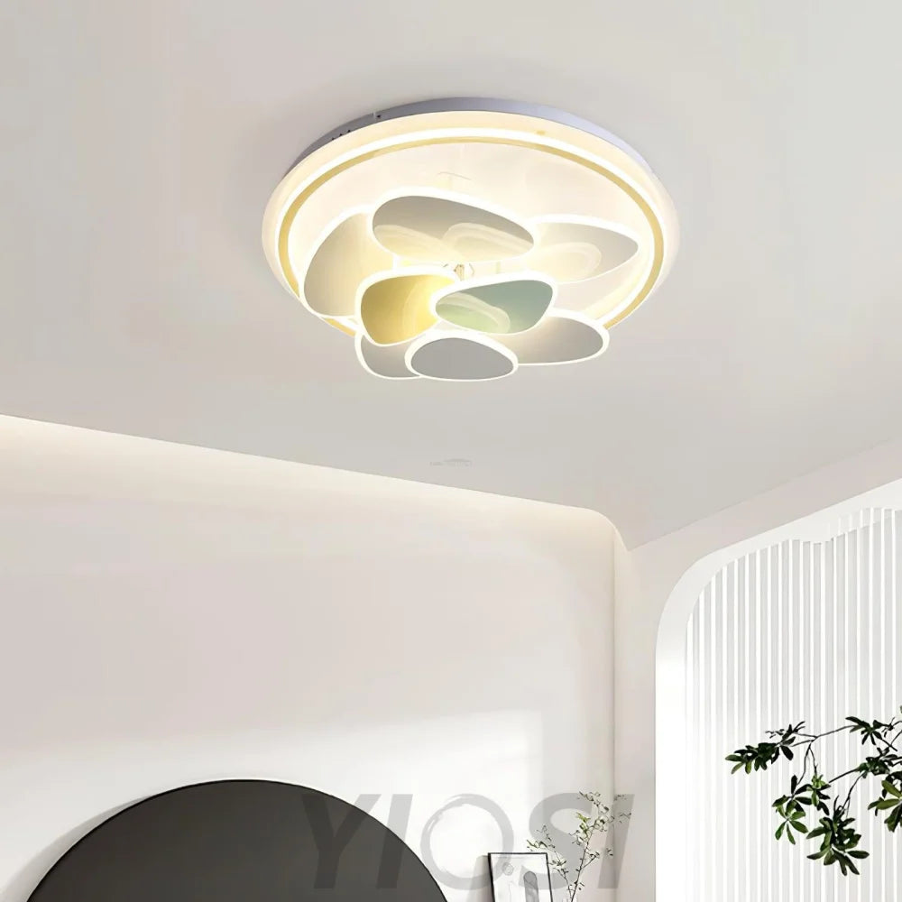 Colorful Cloud Round Ceiling Lamp  L 47.2″ - Candy, Flush Mounts, White & Yellow & Green-1-Yiosilamp