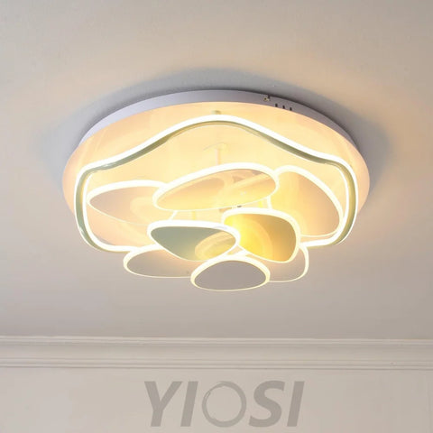 Colorful Cloud Round Ceiling Lamp  L 47.2″ - Candy, Flush Mounts, White & Yellow & Green-1-Yiosilamp