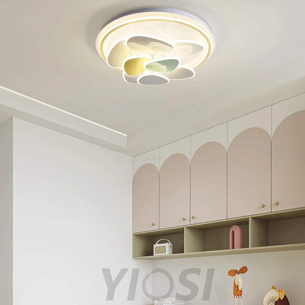 Colorful Cloud Round Ceiling Lamp  L 47.2″ - Candy, Flush Mounts, White & Yellow & Green-1-Yiosilamp