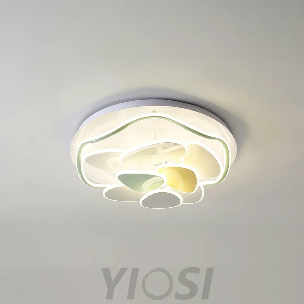 Colorful Cloud Round Ceiling Lamp  L 47.2″ - Candy, Flush Mounts, White & Yellow & Green-1-Yiosilamp