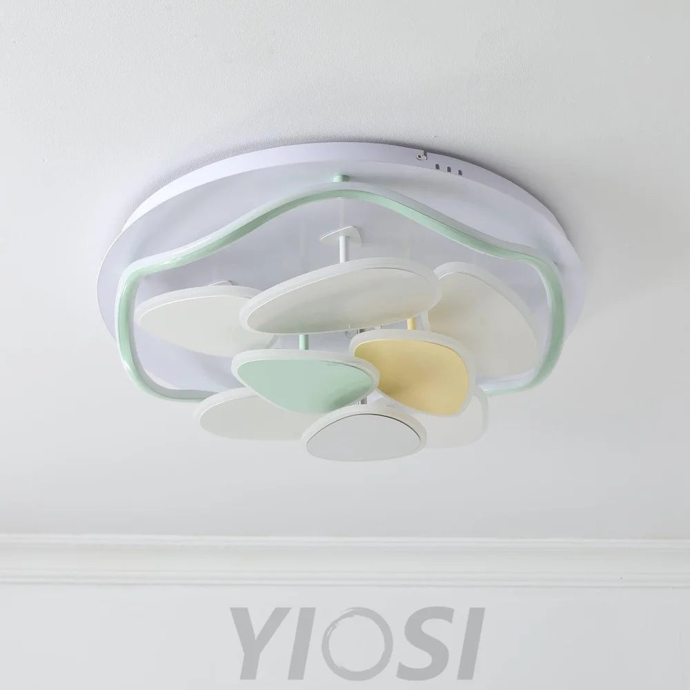 Colorful Cloud Round Ceiling Lamp  L 47.2″ - Candy, Flush Mounts, White & Yellow & Green-1-Yiosilamp