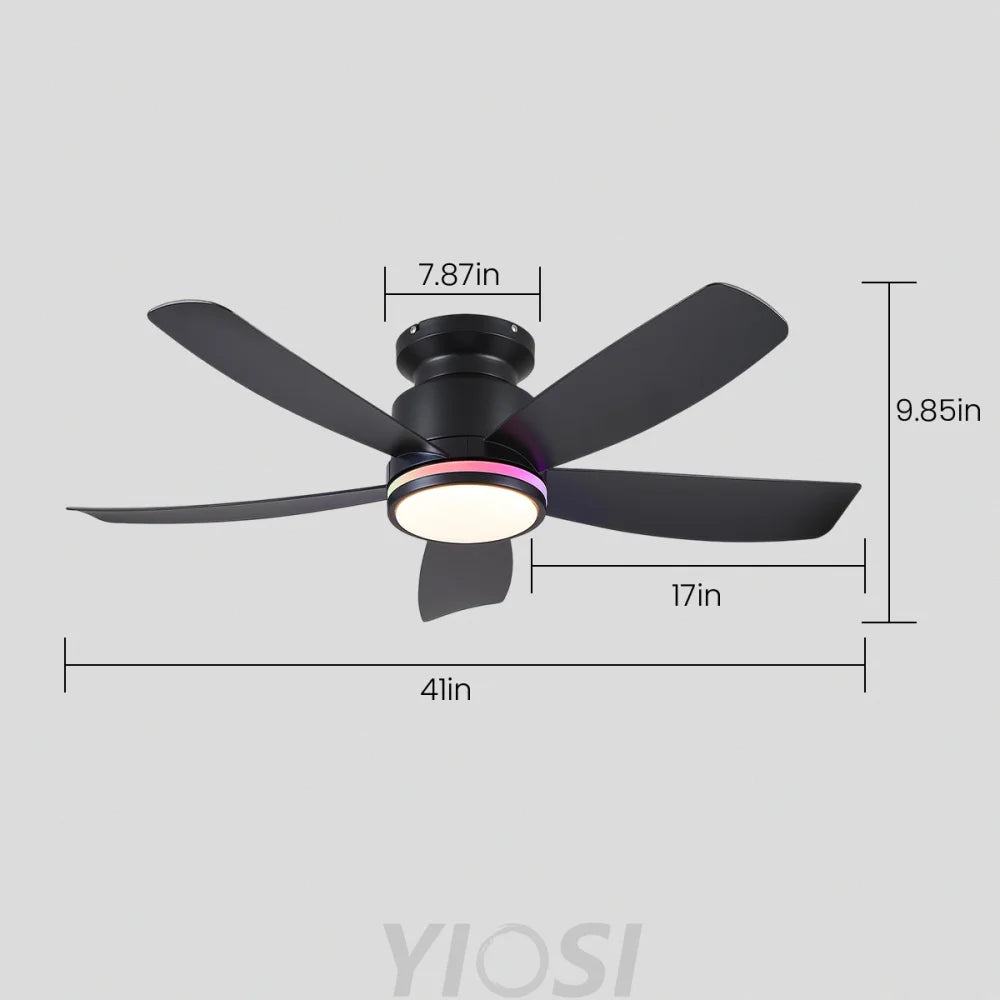 Contemporary 41-Inch Flush Mount Ceiling Fan with Remote Control ceiling light