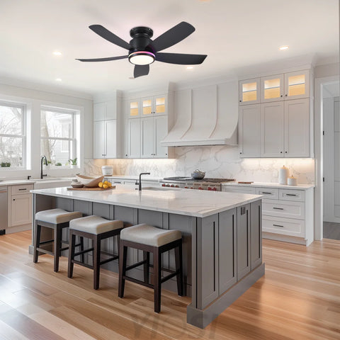 Contemporary 41-Inch Flush Mount Ceiling Fan with Remote Control ceiling light