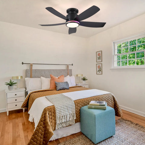 Contemporary 41-Inch Flush Mount Ceiling Fan with Remote Control ceiling light