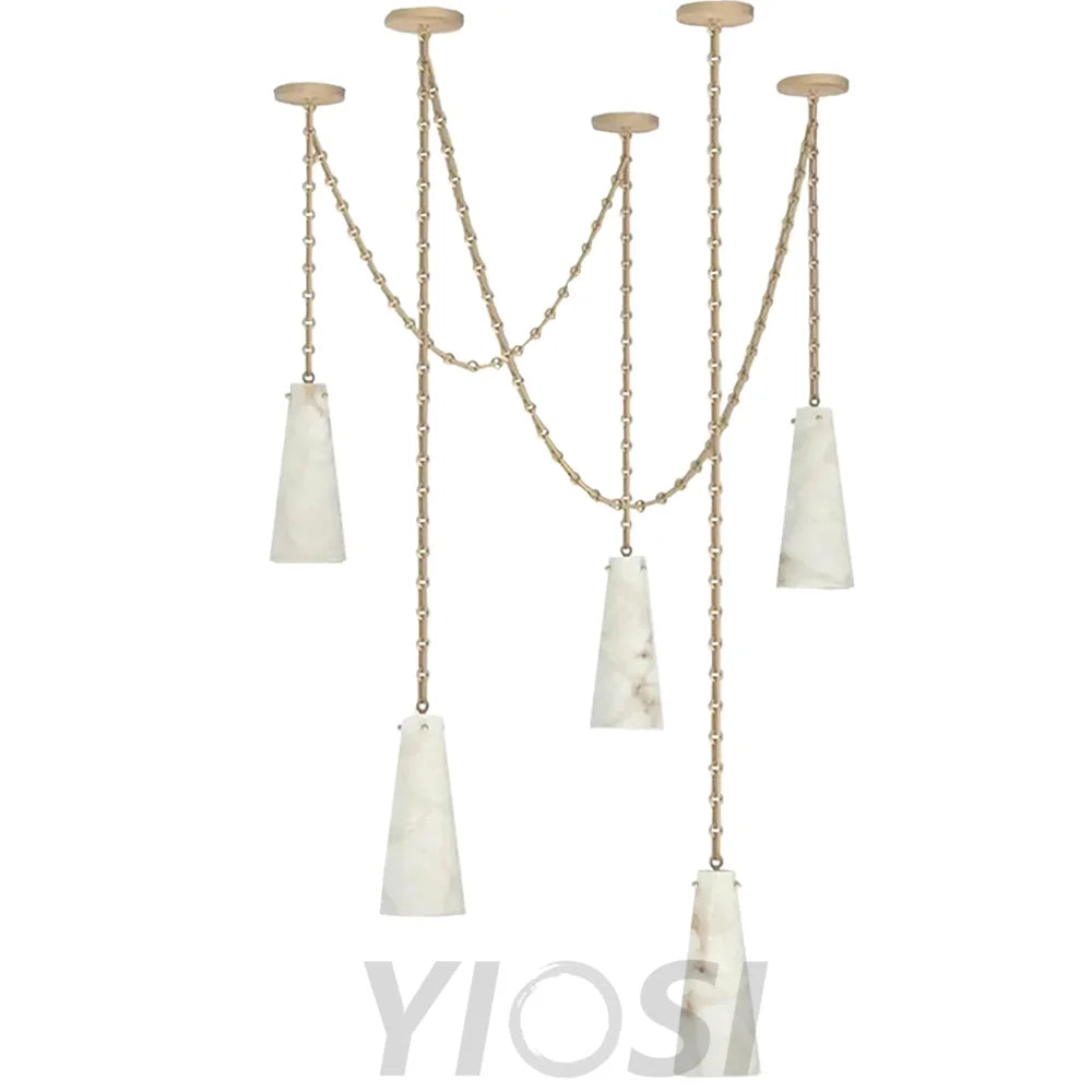 Contemporary Lucca 202A-5 Alabaster Chandelier 5-Light Pendant