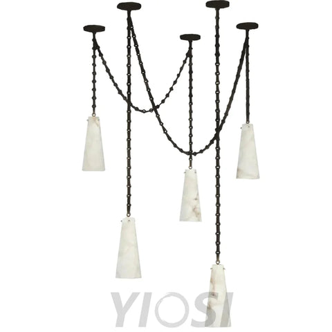 Contemporary Lucca 202A-5 Alabaster Chandelier 5-Light Pendant