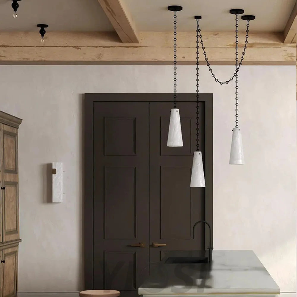 Contemporary Lucca 202A-5 Alabaster Chandelier 5-Light Pendant