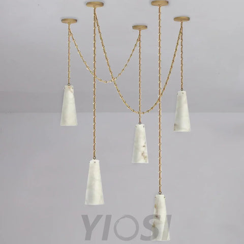 Contemporary Lucca 202A-5 Alabaster Chandelier 5-Light Pendant