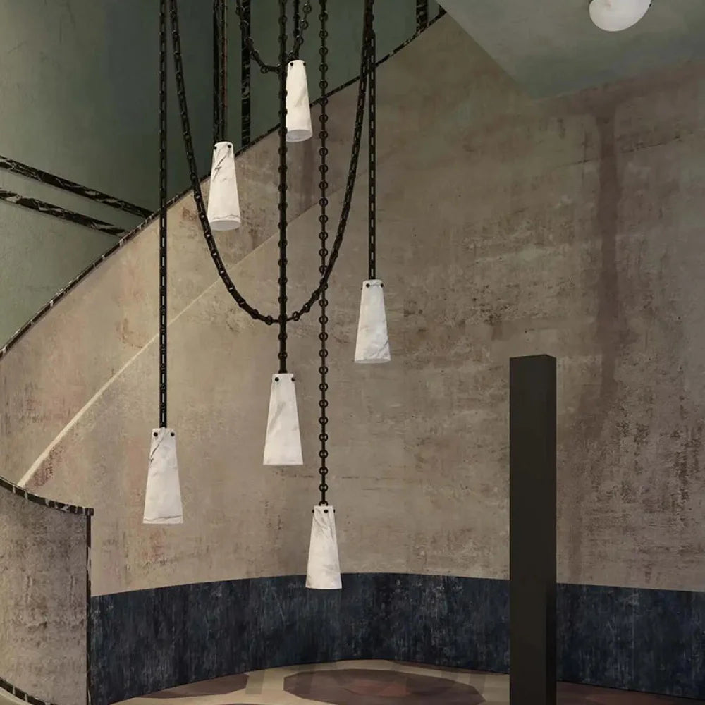 Contemporary Lucca 202A-5 Alabaster Chandelier 5-Light Pendant