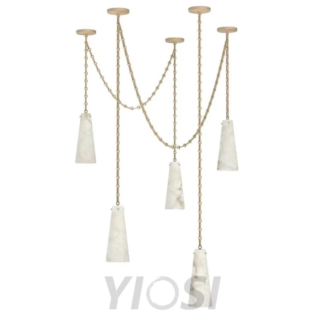 Contemporary Lucca 202A-5 Alabaster Chandelier 5-Light Pendant