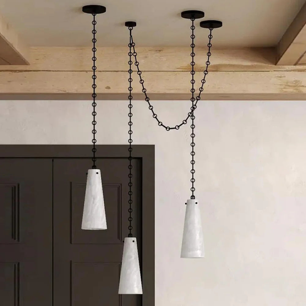 Contemporary Lucca 202A-5 Alabaster Chandelier 5-Light Pendant