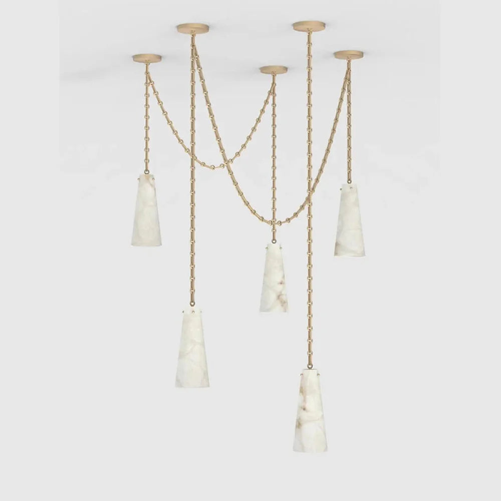 Contemporary Lucca 202A-5 Alabaster Chandelier 5-Light Pendant