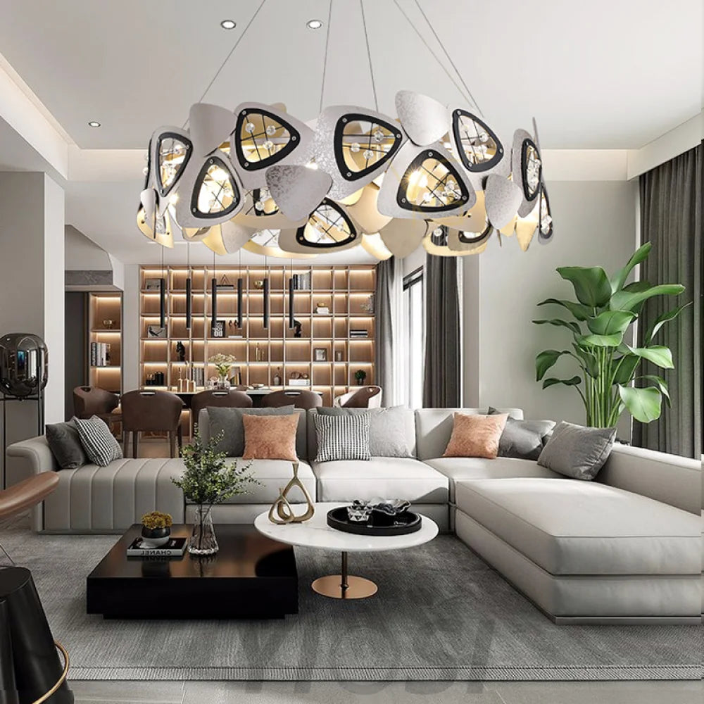 Contemporary Stainless Steel Round Chandelier Lighting Custom