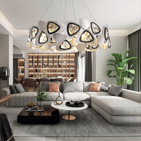 Contemporary Stainless Steel Round Chandelier Lighting Custom