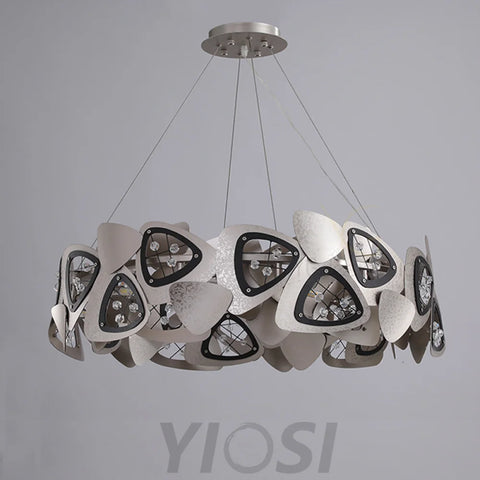 Contemporary Stainless Steel Round Chandelier Lighting Custom