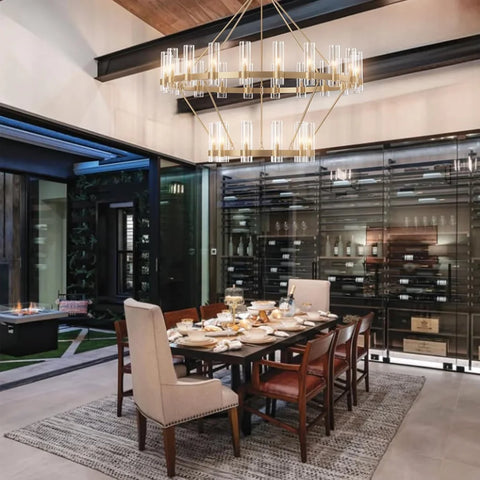 Copper plated modern glass lampshade chandelier