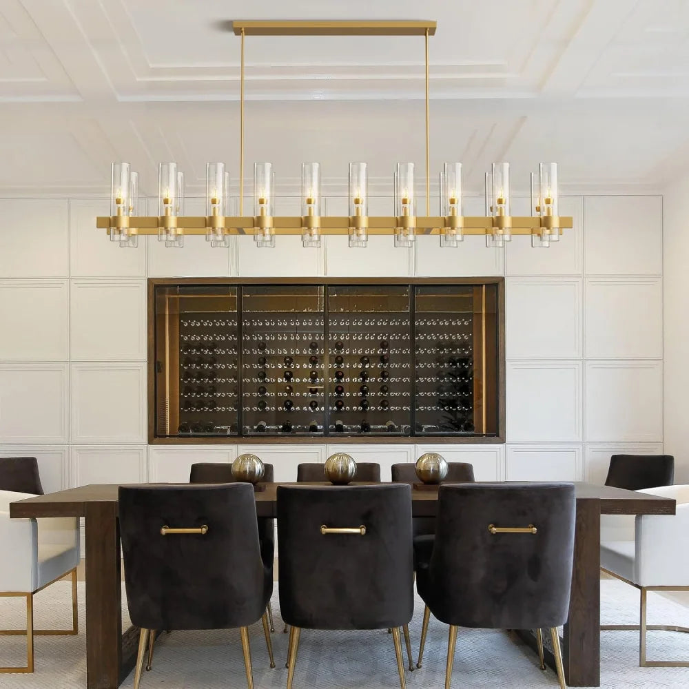 Copper plated modern glass lampshade chandelier