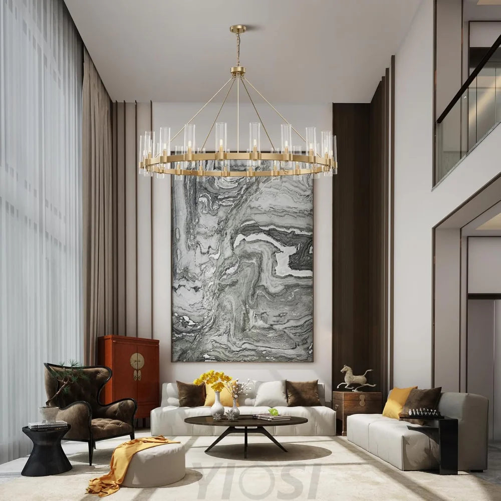 Copper plated modern glass lampshade chandelier
