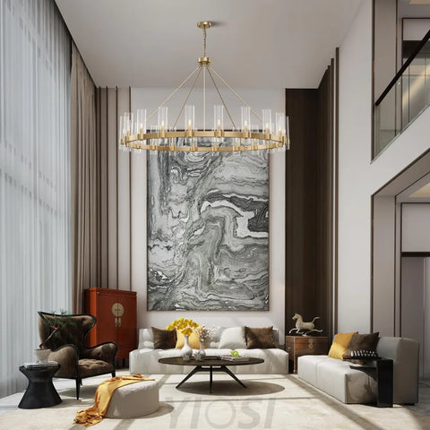 Copper plated modern glass lampshade chandelier