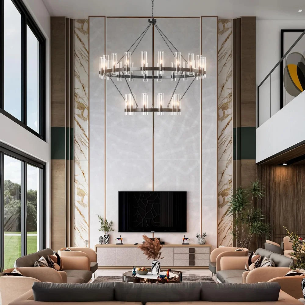 Copper plated modern glass lampshade chandelier