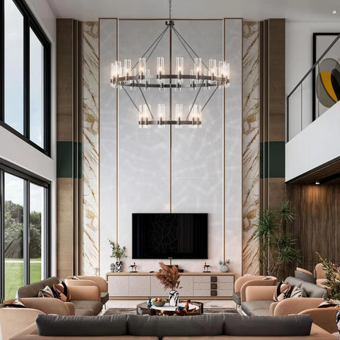 Copper plated modern glass lampshade chandelier