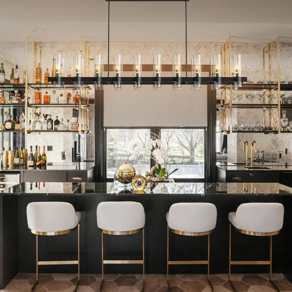 Copper plated modern glass lampshade chandelier