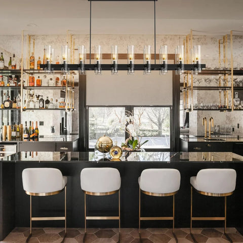 Copper plated modern glass lampshade chandelier