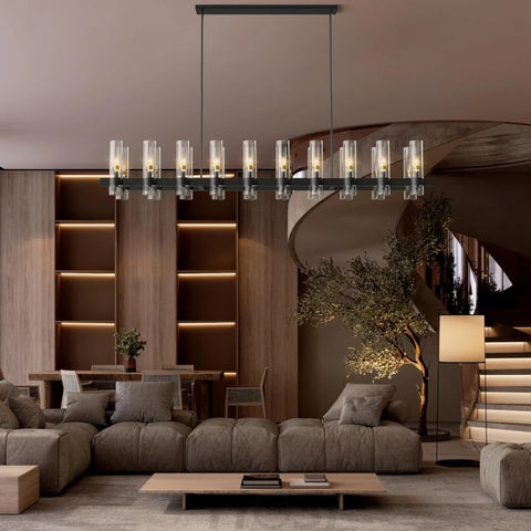 Copper plated modern glass lampshade chandelier