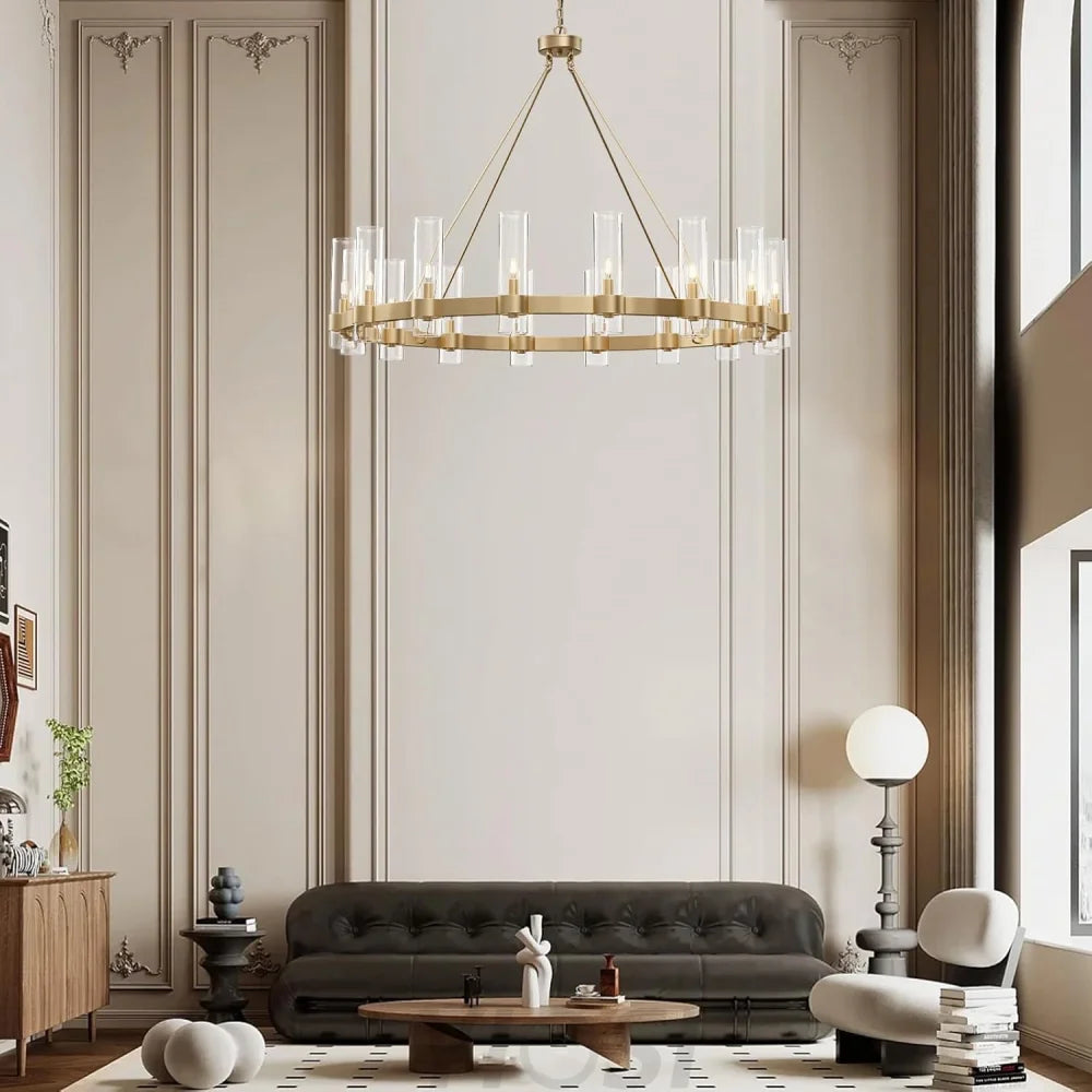 Copper plated modern glass lampshade chandelier
