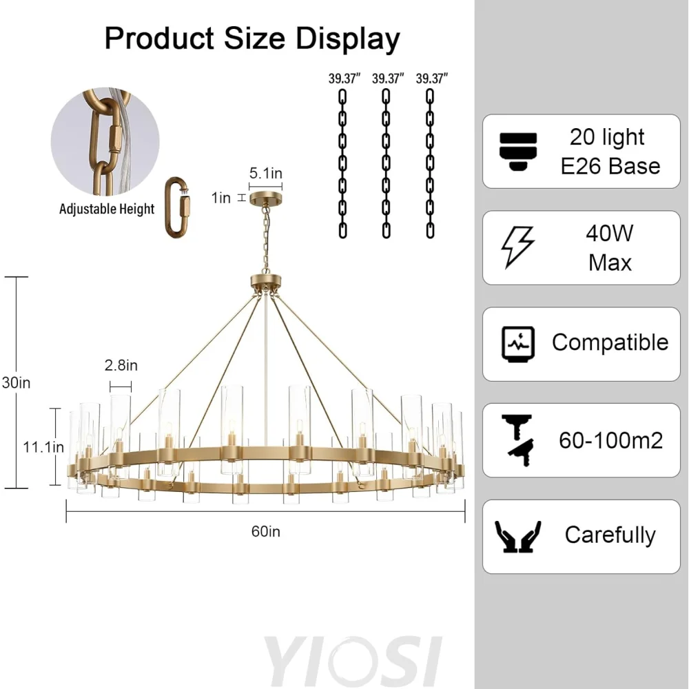 Copper plated modern glass lampshade chandelier