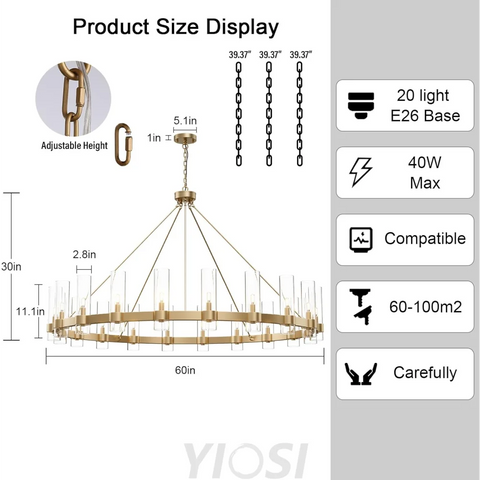 Copper plated modern glass lampshade chandelier