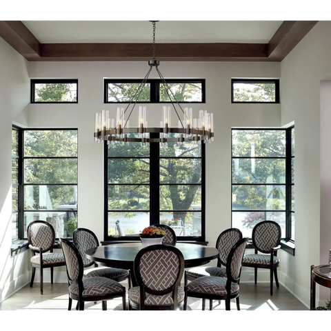 Copper plated modern glass lampshade chandelier