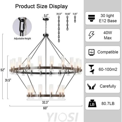 Copper plated modern glass lampshade chandelier